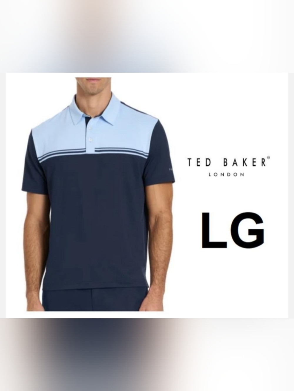 Ted Baker Blue and Light Blue Striped Yoke Polo